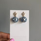 Seashell mosaic bubbles glass beads earrings in clear water blue