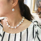 Keshi pearls choker with Swarovski crystals in sand opal