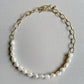 The Contrast Collection - Big freshwater pearl and chain necklace