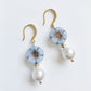 Something blue, something gold earrings with Swarovski crystal pearls