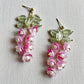 Spring Canterbury bell flowers earrings in fuchsia