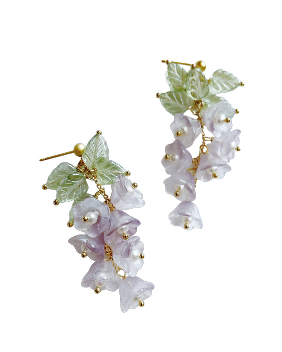 Canterbury bell flowers earrings in purple