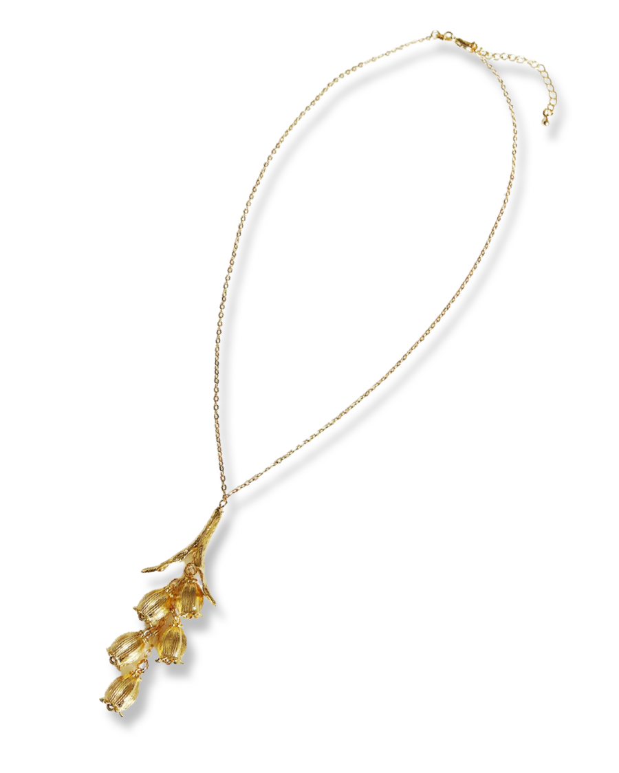 Lily of the valley 24K gold plated necklace