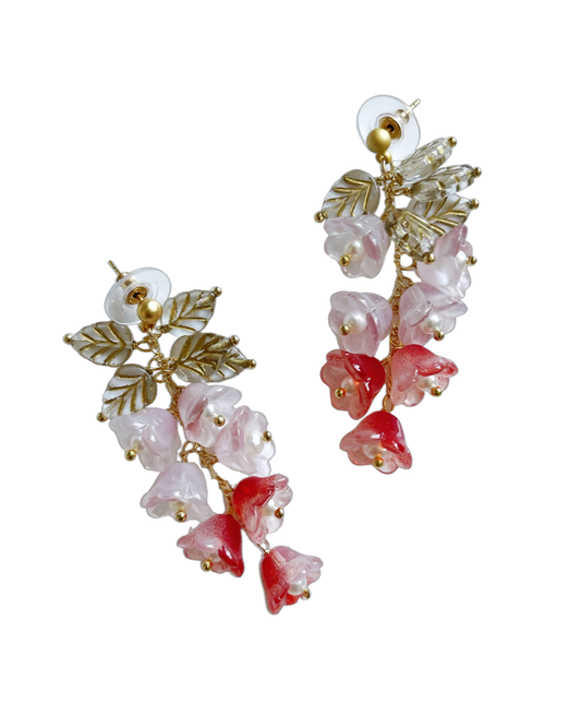 Canterbury bell flowers earrings in strawberry smoothie