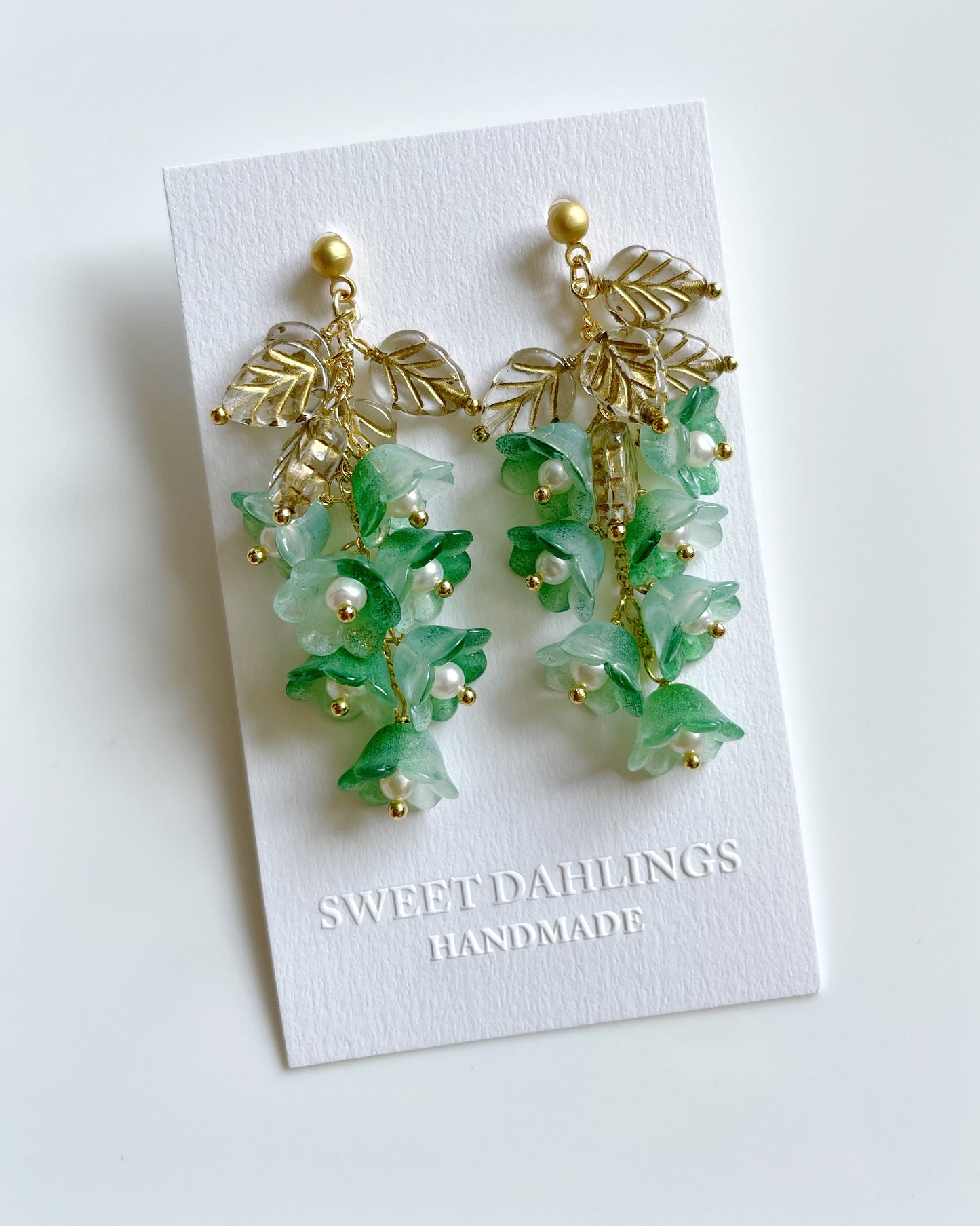 Canterbury bell flowers earrings in green
