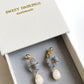 Something gold something blue blue Victorian flowers and tear drop glass earrings