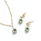 Mini sakura necklace and earrings set in aqua