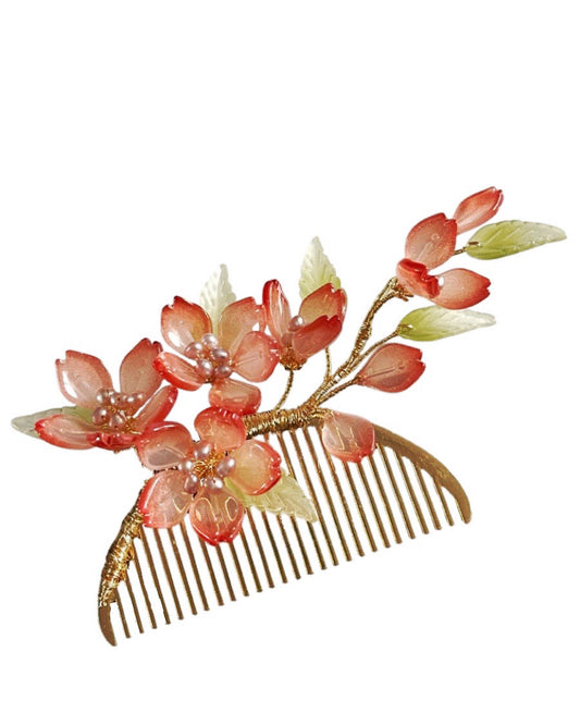 Someiyoshino sakura blossoms hairslide in blushing red