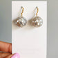 Seashell mosaic bubbles glass beads earrings in pale duckling yellow hook style
