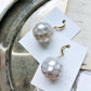 Seashell mosaic bubbles glass beads earrings in pale duckling yellow hook style