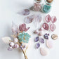Autumn garden hydrangea and lily floral bouquet brooch