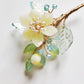 “Thank You” mini bouquet baby lotus in pastel yellow brooch