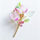 "Thank you" mini Chinese New Year pink lily bouquet brooch