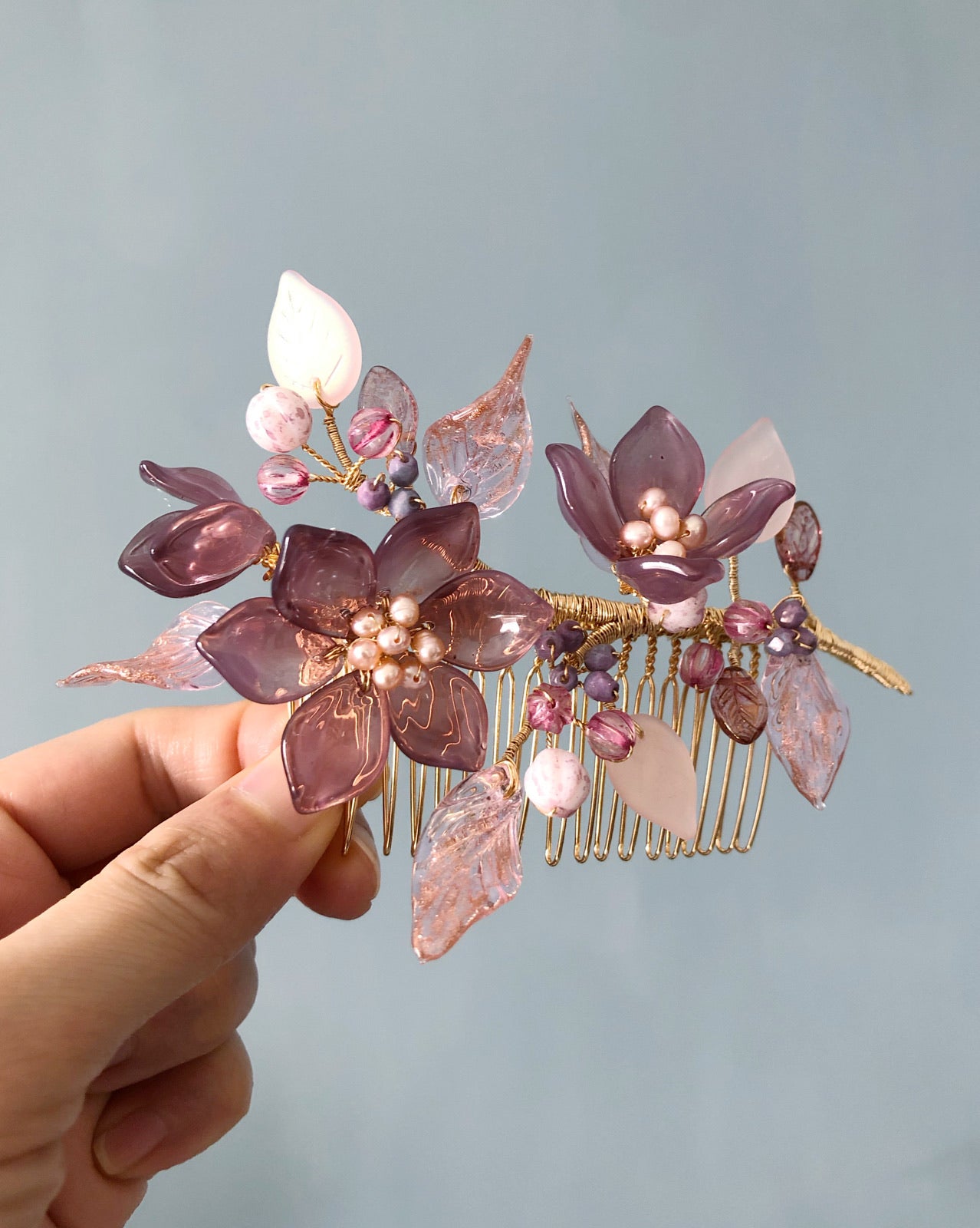 《Autumn Palette III》Autumn mauve lily hair slide