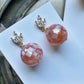 Seashell mosaic bubbles glass beads earrings in bubble gum pink