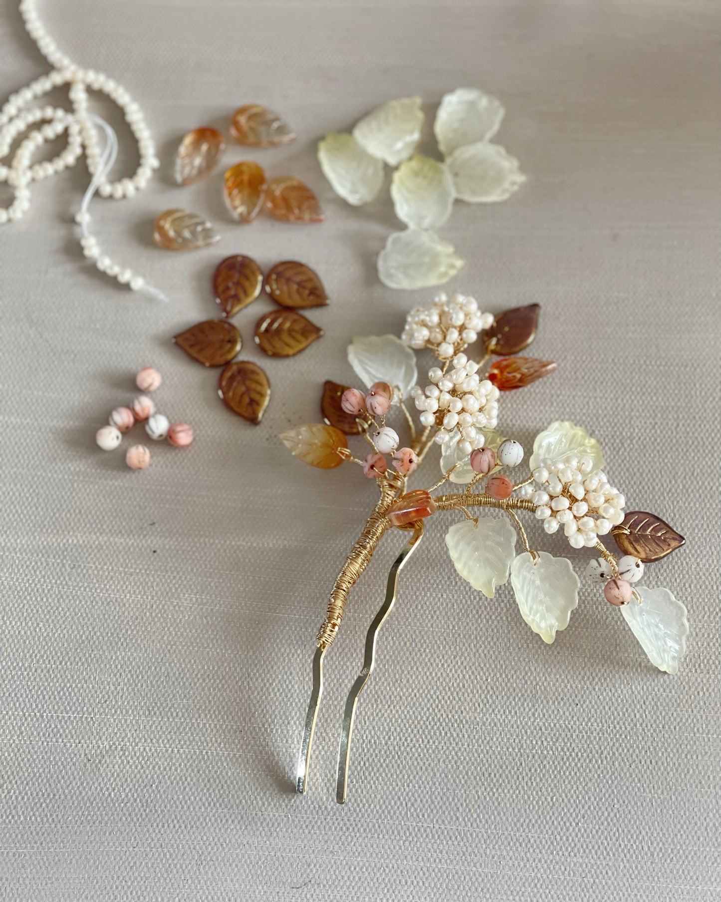 Hydrangea symphony for autumn hair pin