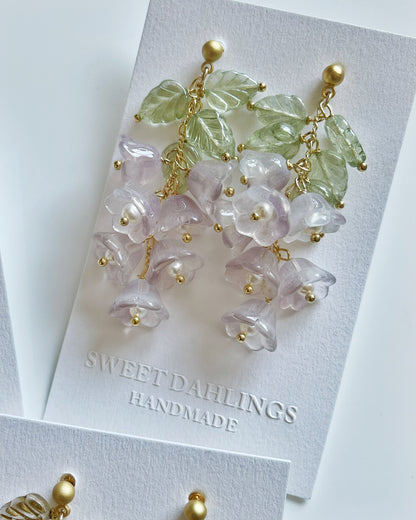 Canterbury bell flowers earrings in purple