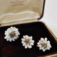 Christmas peony freshwater pearls and Swarovski crystals earrings