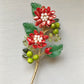 《February Palette I》Victoria’s chrysanthemum floral bouquet brooch in Chinese red