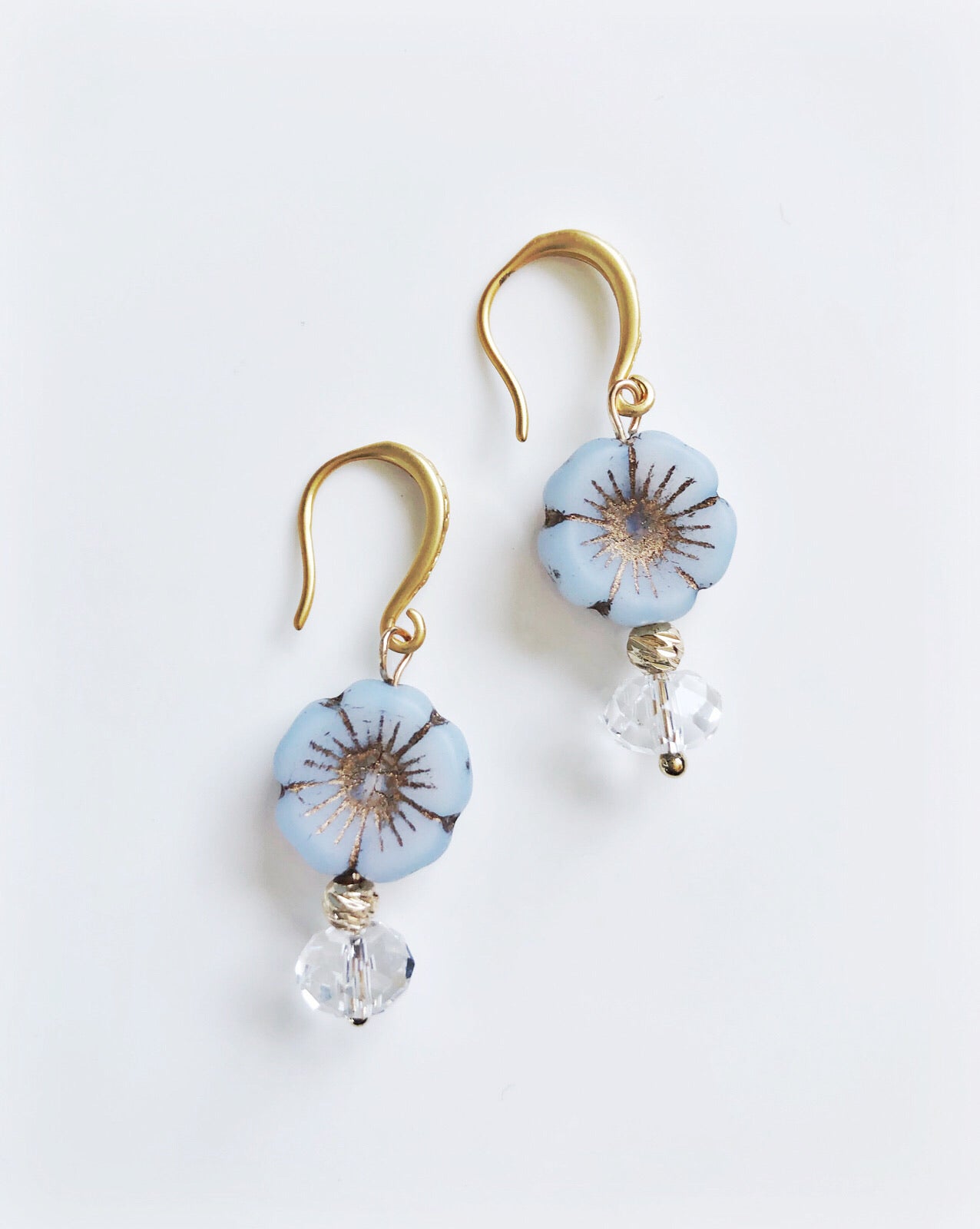 Something blue, something gold earrings with Swarovski crystals