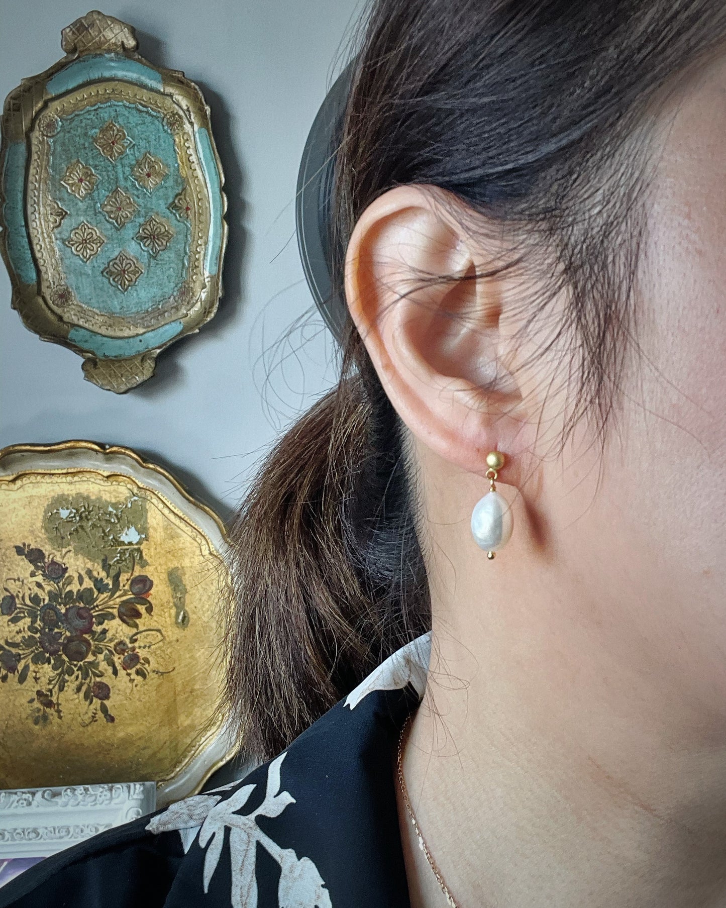 My first baroque pearl earrings