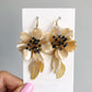 Yellow seashell floral earrings with Swarovski crystals
