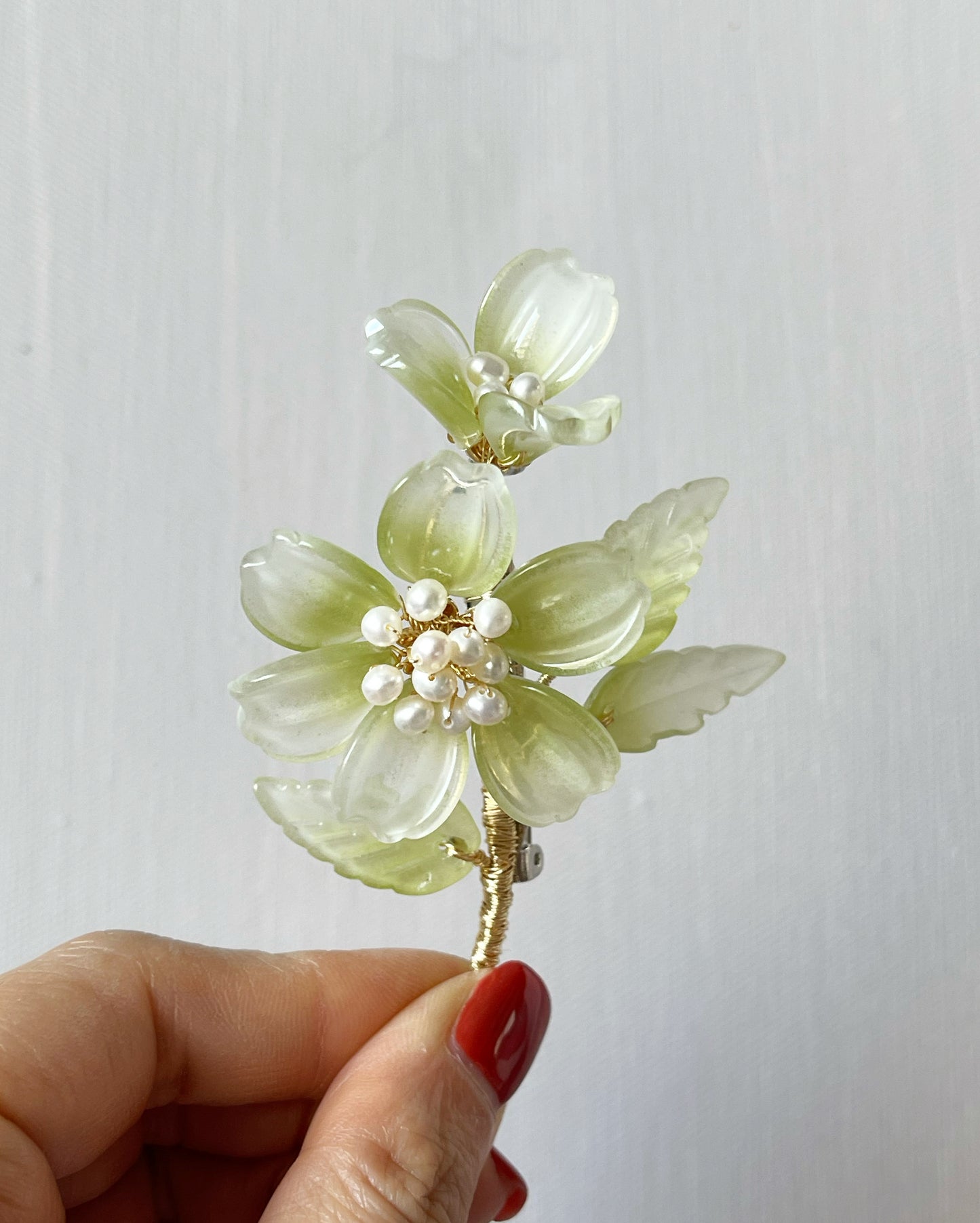 Forever green violets brooch