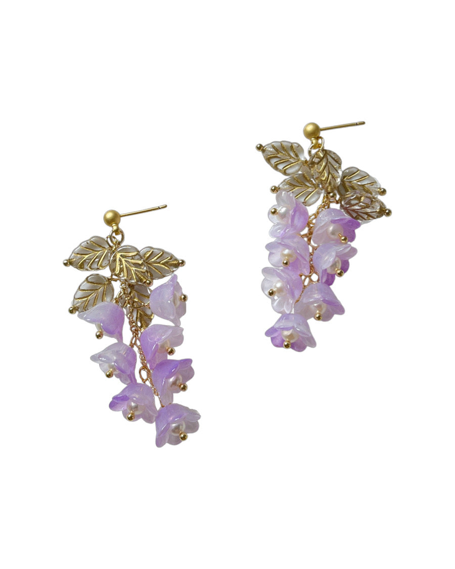 Canterbury bell flowers earrings in bright purple