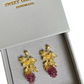 Gold leaf and glass grapes earrings