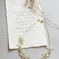 Spring Canterbury bell flowers bouquet necklace in green and AB white