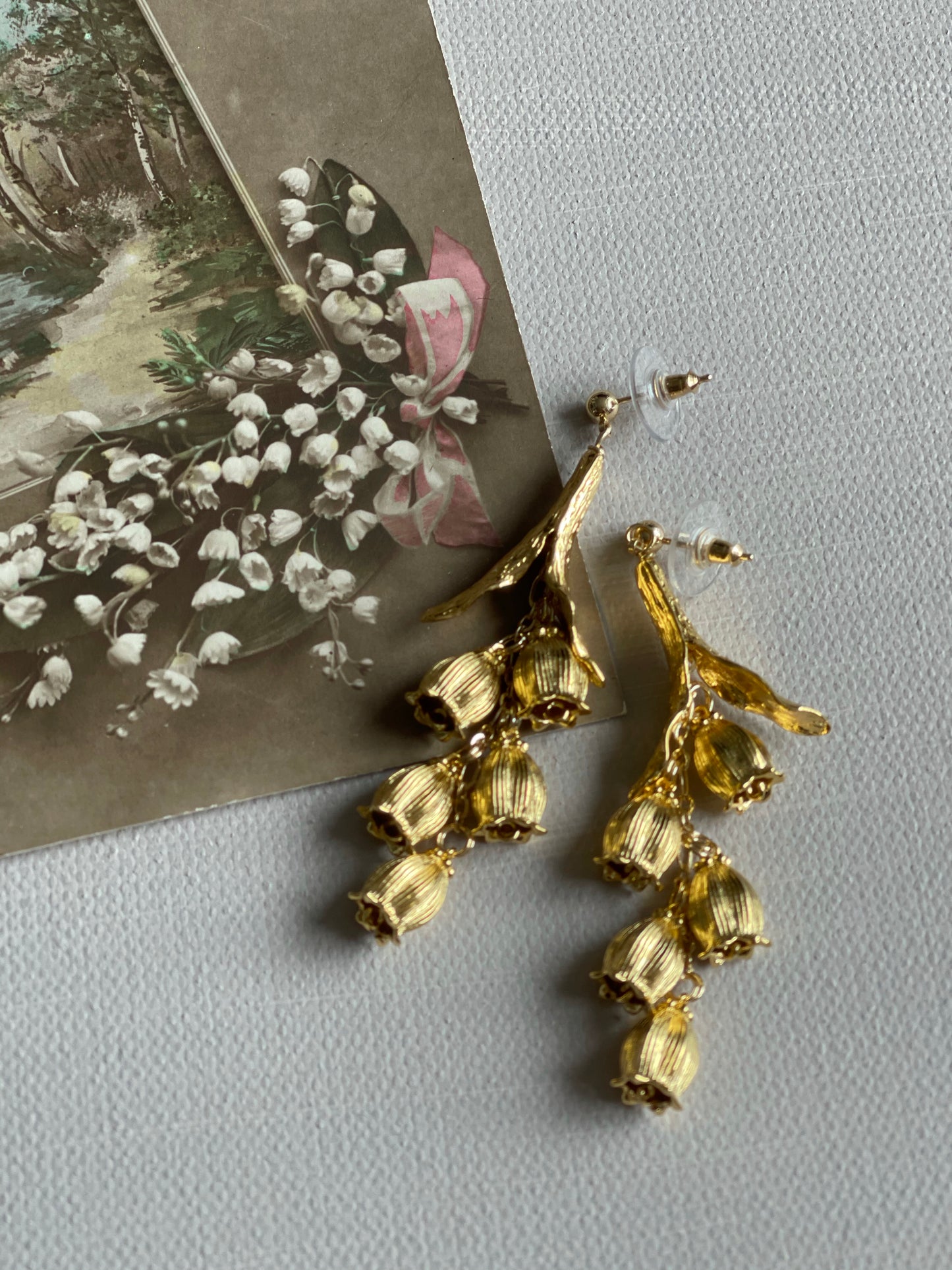 Lily of the valley 24K gold plated earrings