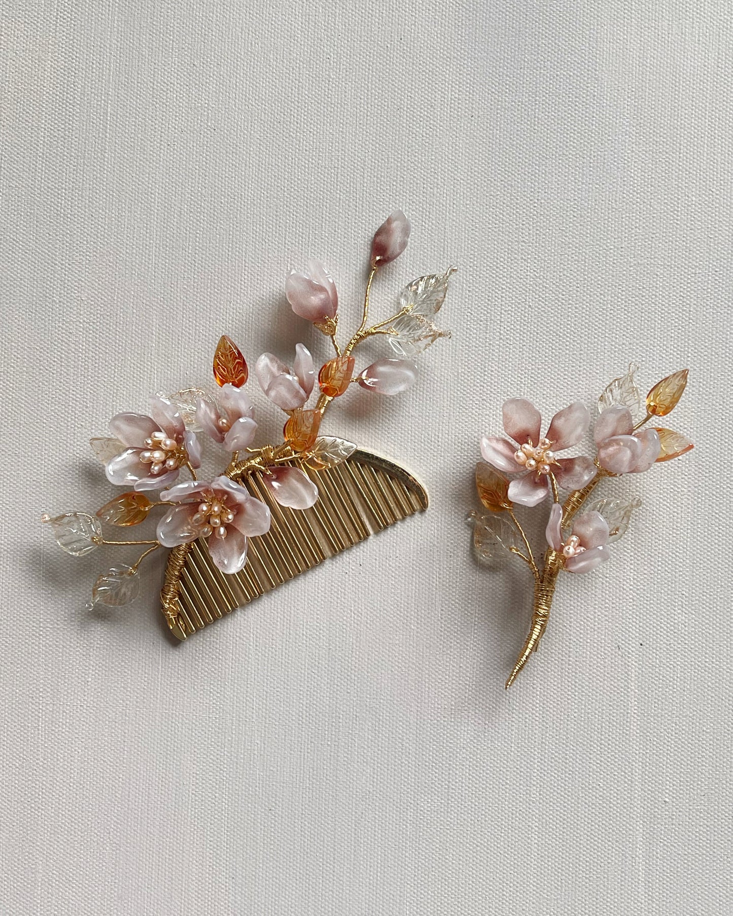 Autumn embrace silk cotton tree flower wedding hair slide