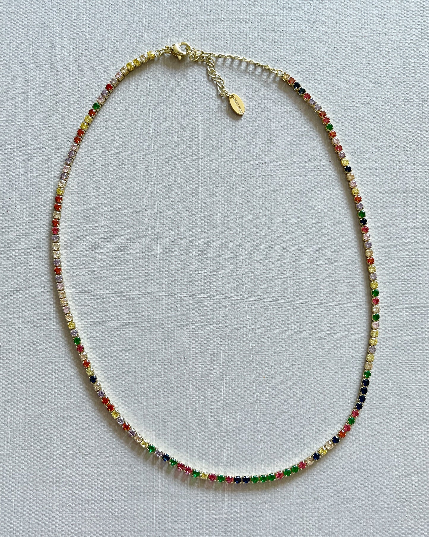 Rainbow love diamanté necklace