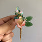 “Thank You” mini bouquet pink lily brooch
