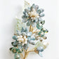 《January Palette III》Victoria’s chrysanthemum floral bouquet brooch in antique blue