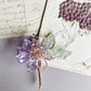 Small peony glass brooch in purple
