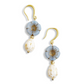 Something gold something blue blue Victorian flowers and tear drop glass earrings