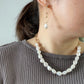 The Contrast Collection - Big freshwater pearl and chain earrings