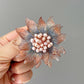Big brown dahlia brooch/pendant in glass and freshwater pearls