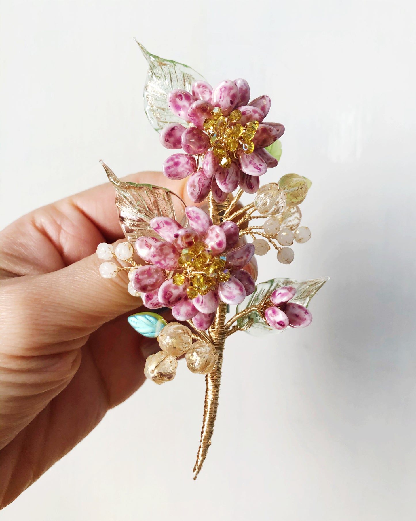 《January Palette I》Victoria’s Chinese New Year chrysanthemum floral bouquet brooch