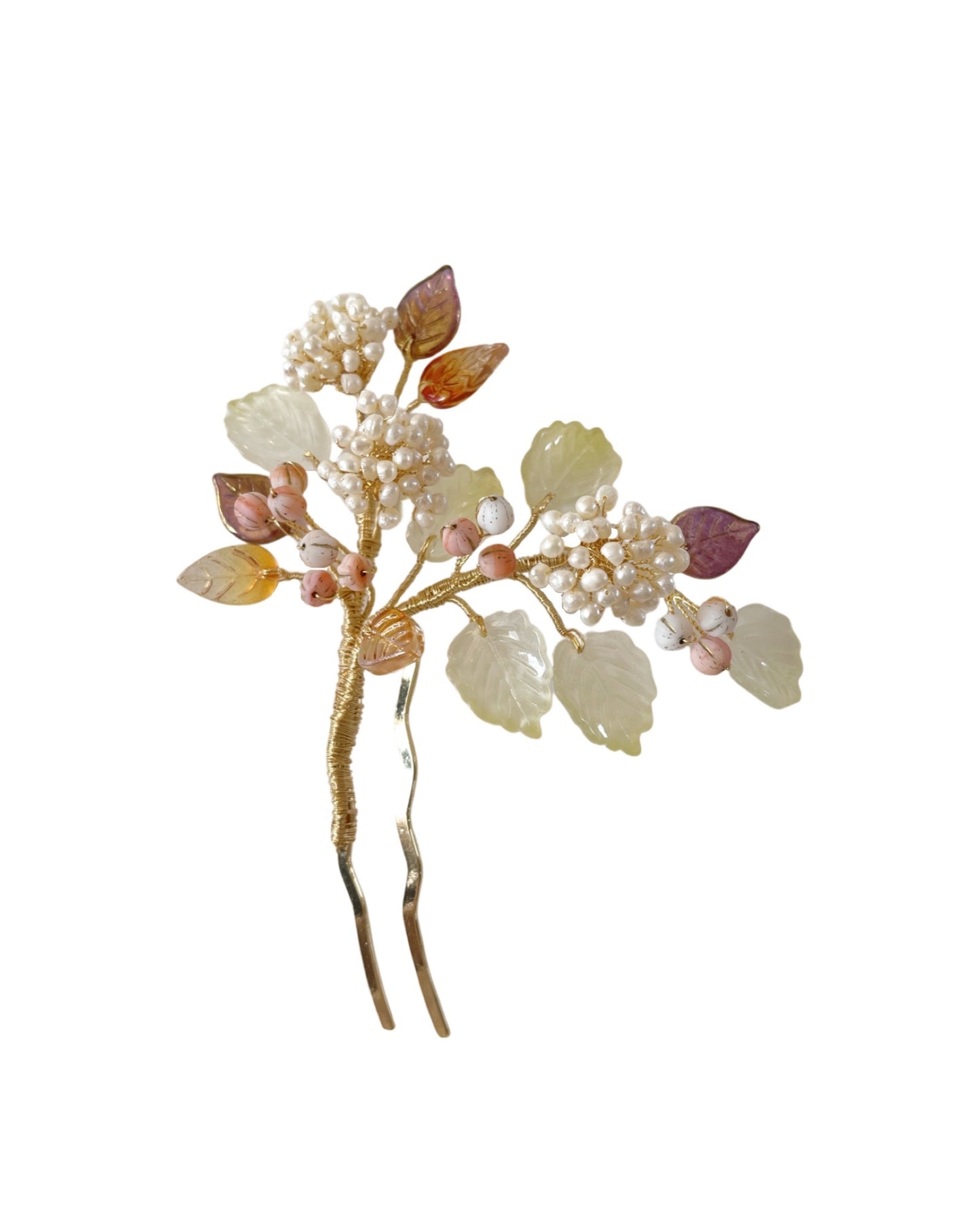 Hydrangea symphony for autumn hair pin