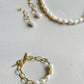 The Contrast Collection - Big freshwater pearl and chain earrings