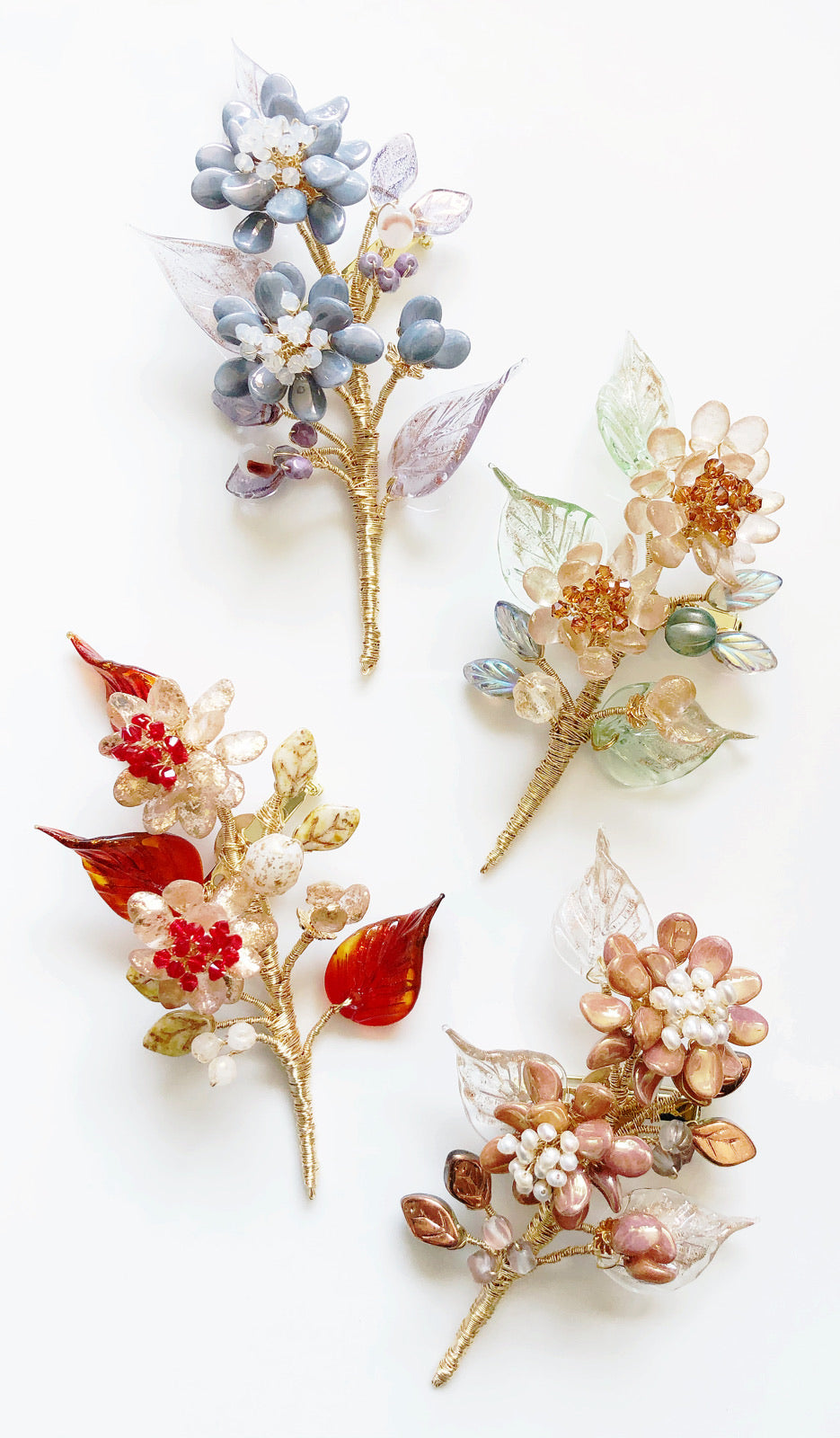 《December Palette II》Victoria’s Christmas' chrysanthemum floral bouquet brooch