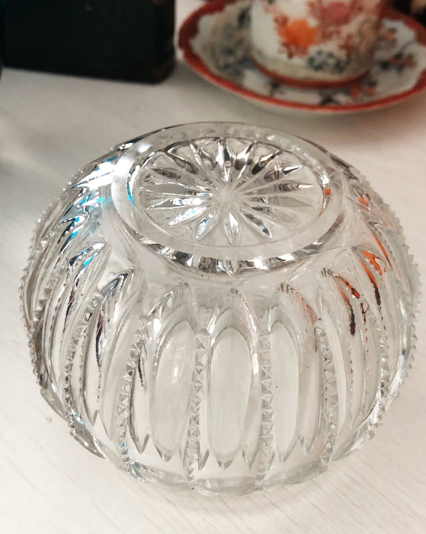 Vintage mid-century glass jar with Yorkshire Terrier head metal filigree lid
