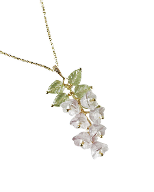 Canterbury bell flowers necklace in purple