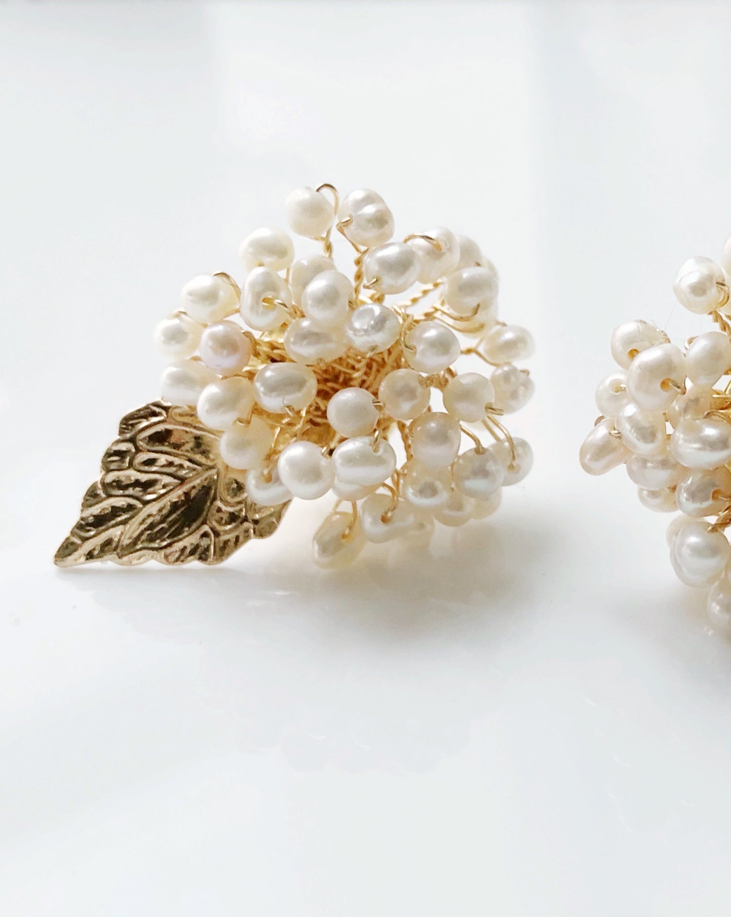 Freshwater seed pearls hydrangea earrings